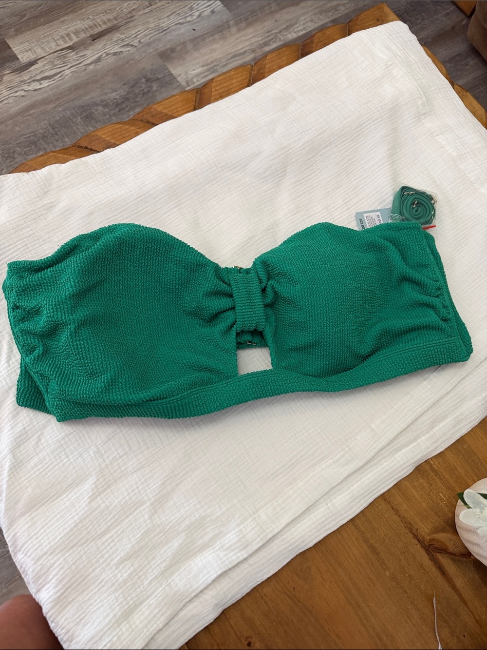 Shade & Shore Textured Bandeau Bikini Top - Green